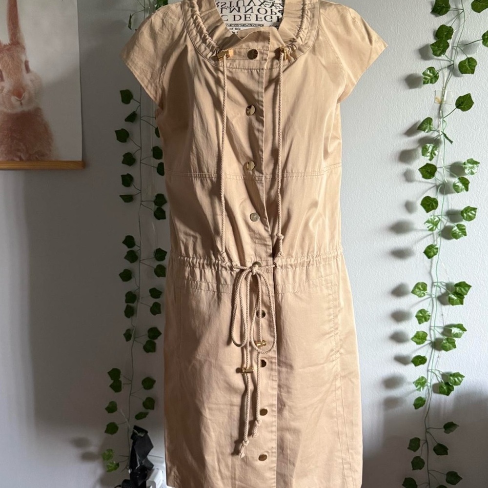 Tory Burch Beige Button-Front Midi Dress